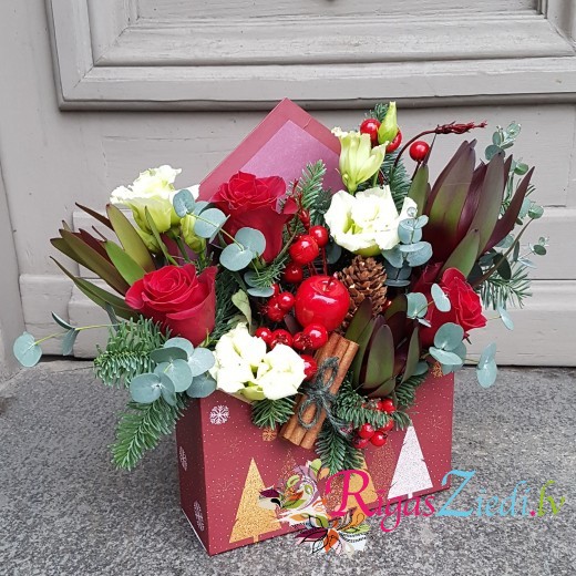 Holiday composition Red gift box