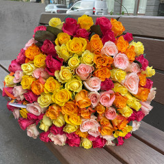 101 разноцветная роза 40-80cm