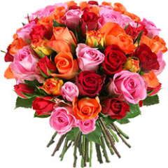 Разноцветный букет роз Пестрый